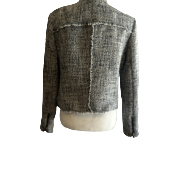BANANA REPUBLIC ZIPPER TWEED BLAZER JACKED,FRINGE,VINTAGE EXPIRED,NEUTRAL - Picture 2 of 10